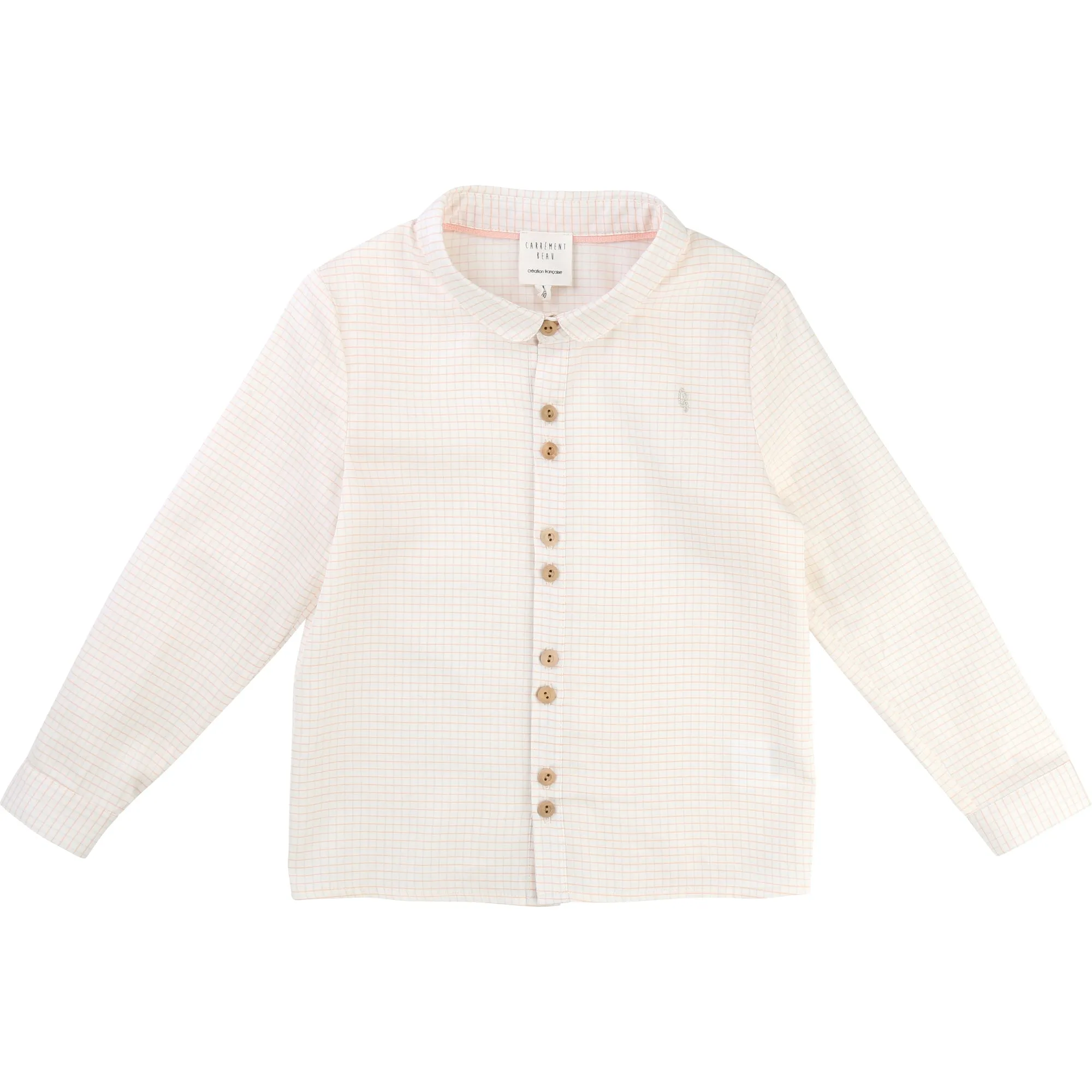 Beige Plaid Collared Shirt
