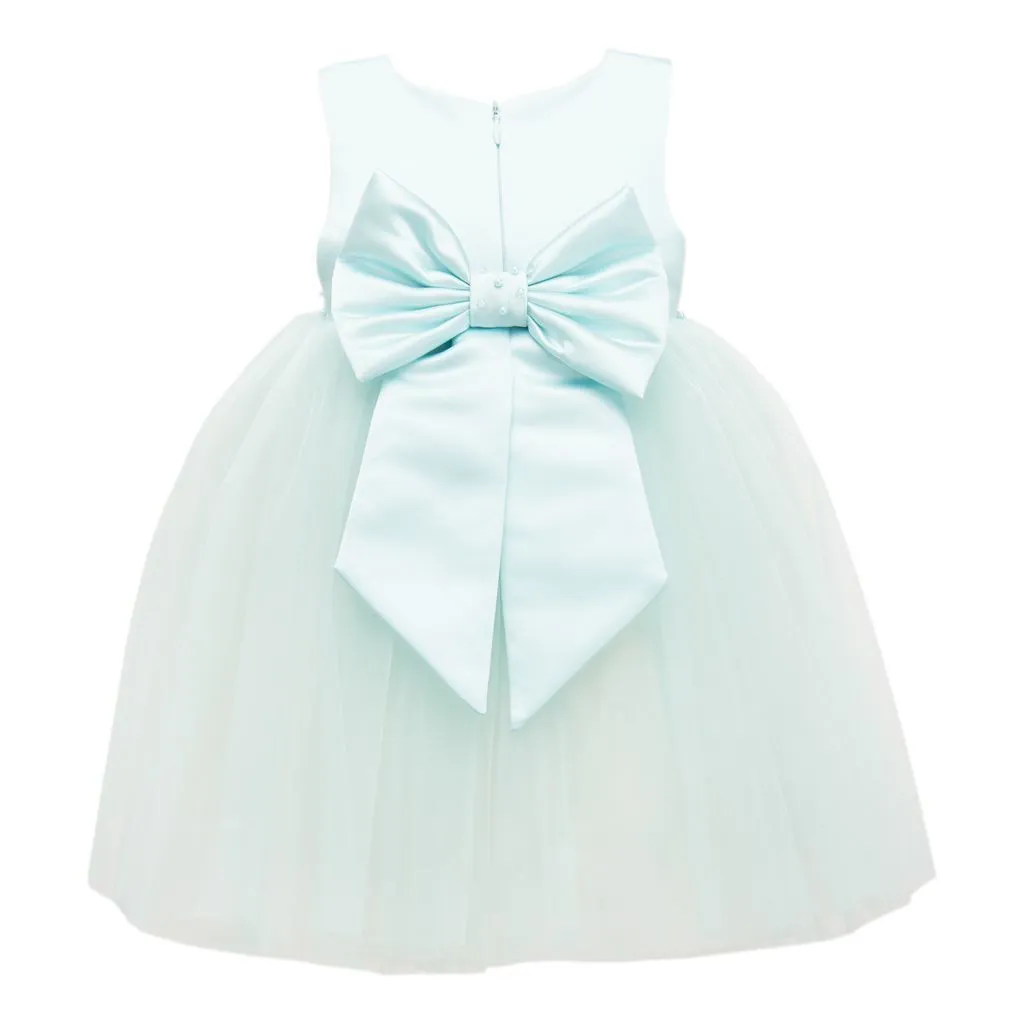 Blue Teal Mallory Bow Dress