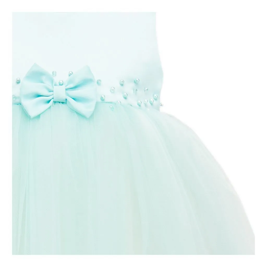 Blue Teal Mallory Bow Dress