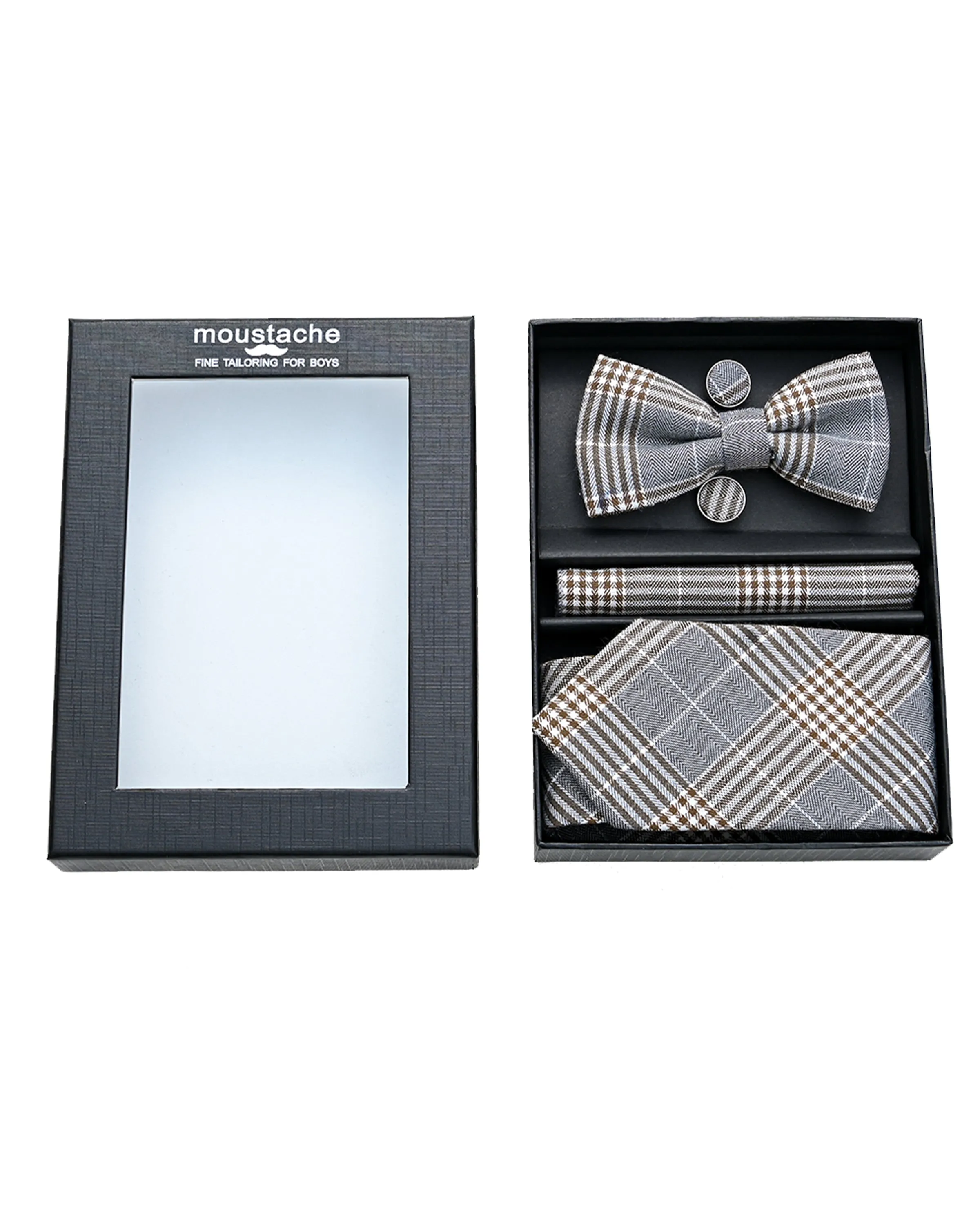 Brown Plaid Tie Set