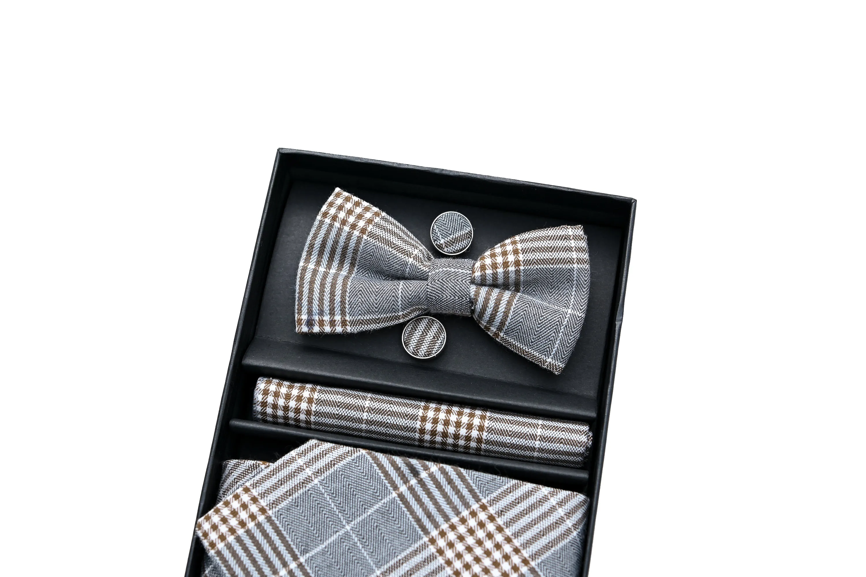Brown Plaid Tie Set