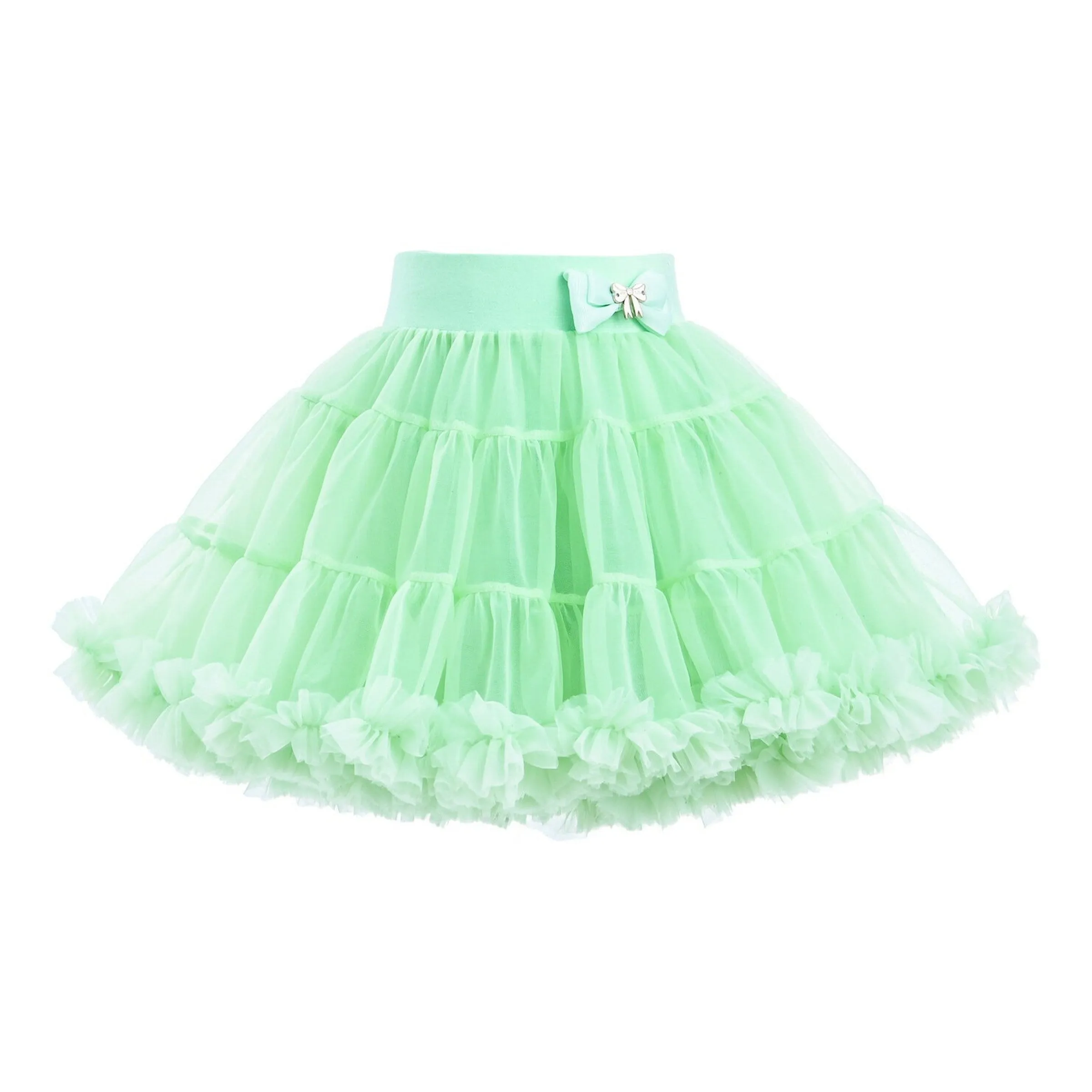 Green Pastel Bow Tulle Skirt