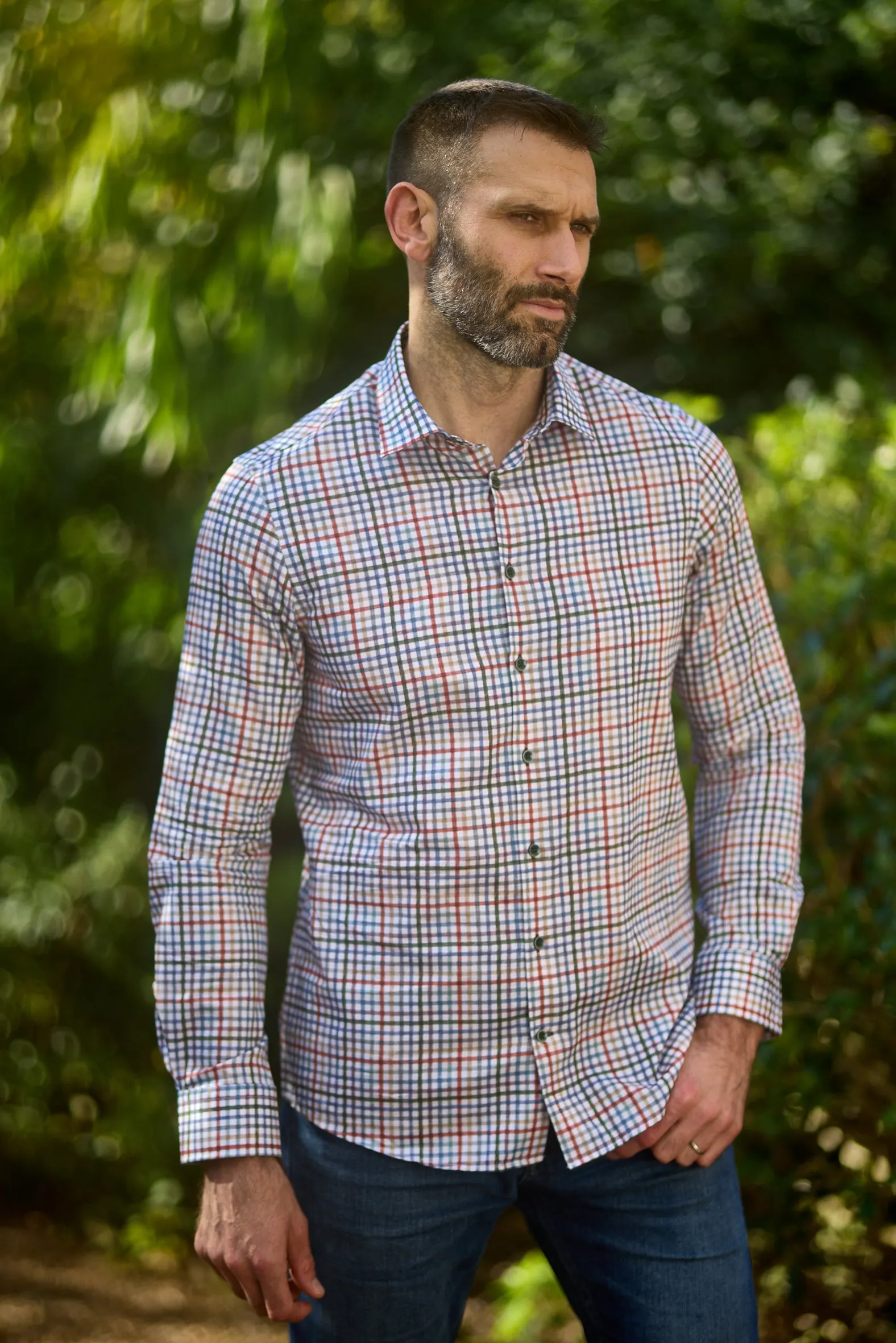 Gun Hill Mens Nomadic check shirt - Beige