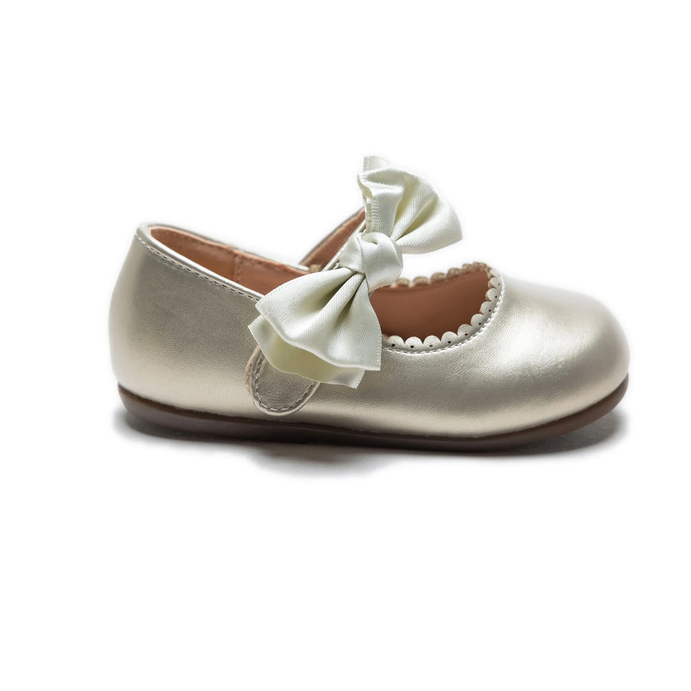 Ivory Satin Elodie Bow Flats
