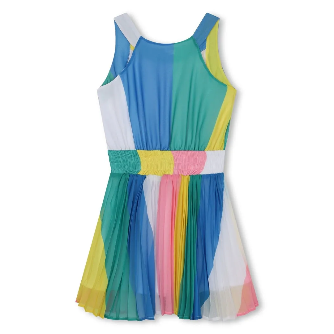 Multicolor Striped Crepe Dress