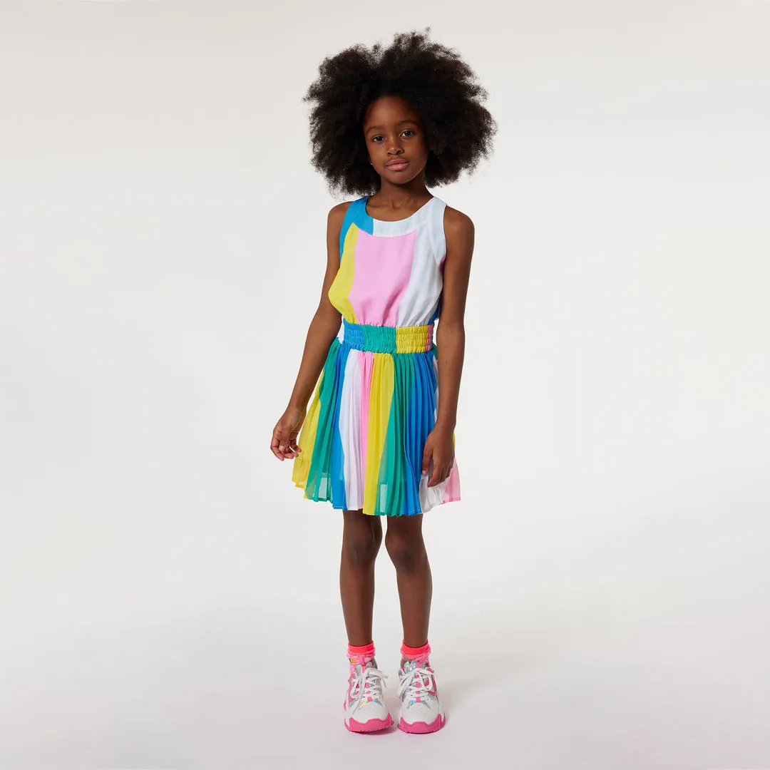 Multicolor Striped Crepe Dress