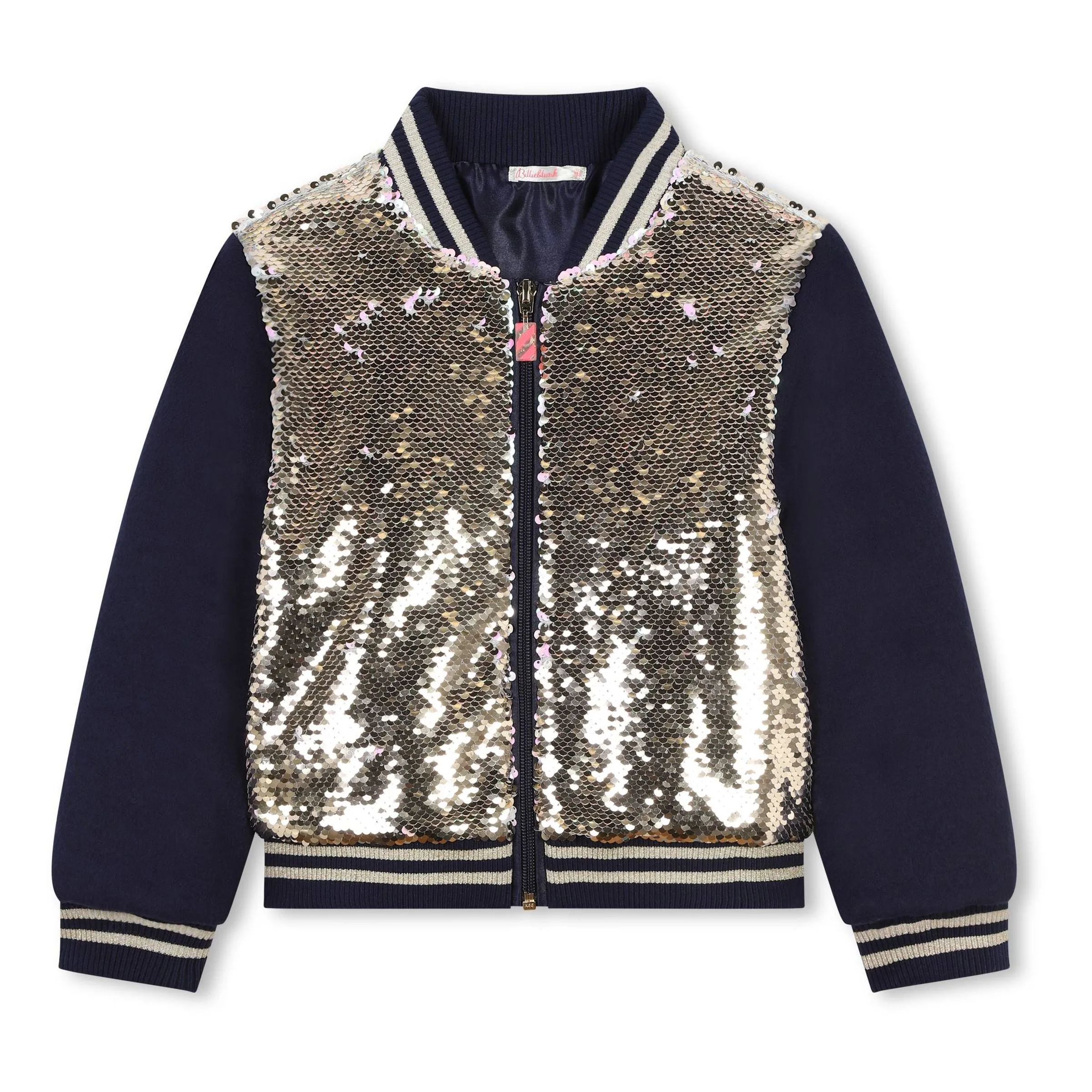 Navy Sequin Reversible Zip Jacket