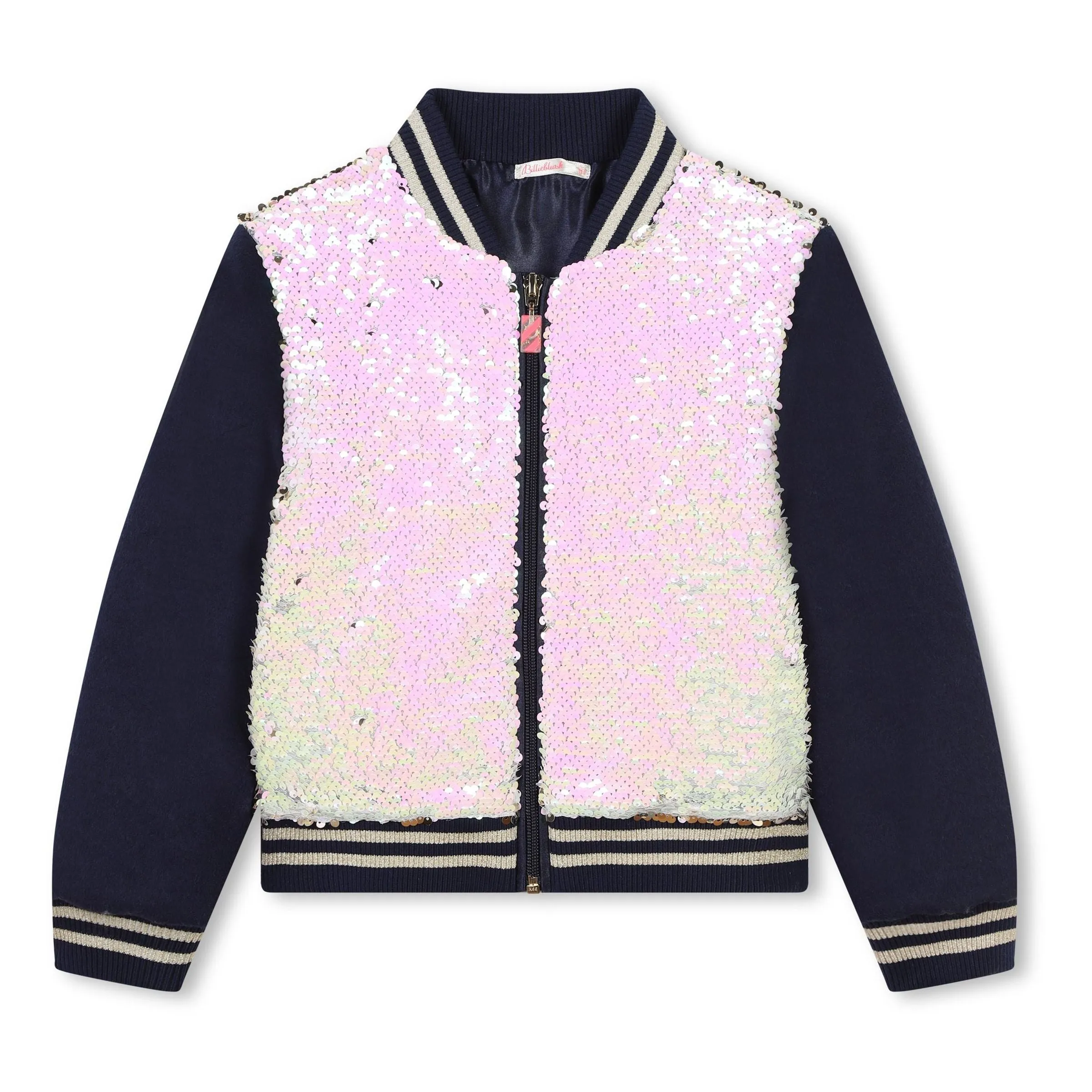 Navy Sequin Reversible Zip Jacket