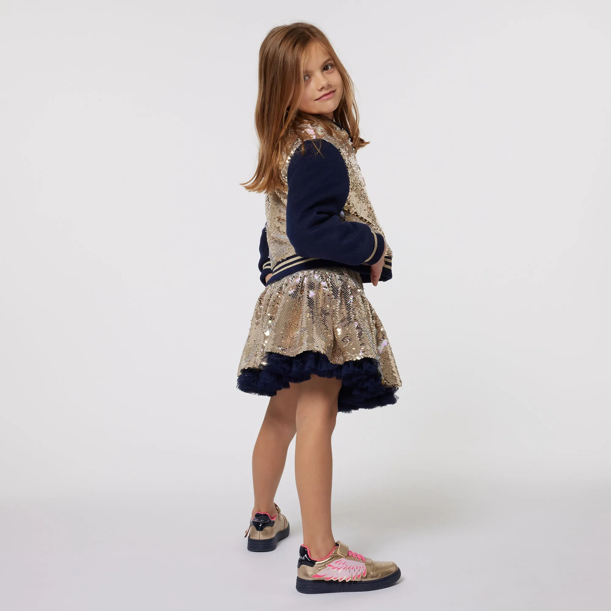 Navy Sequin Reversible Zip Jacket