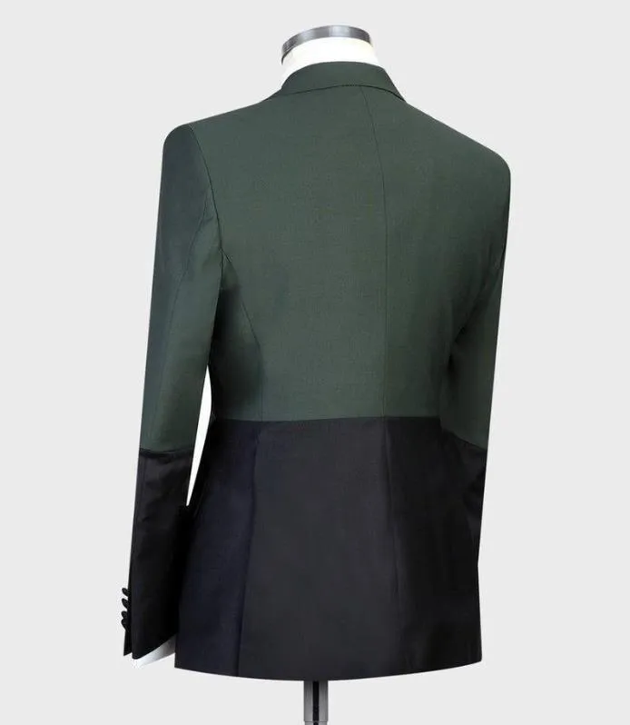 Patchwork Double-Breasted Suit For Men