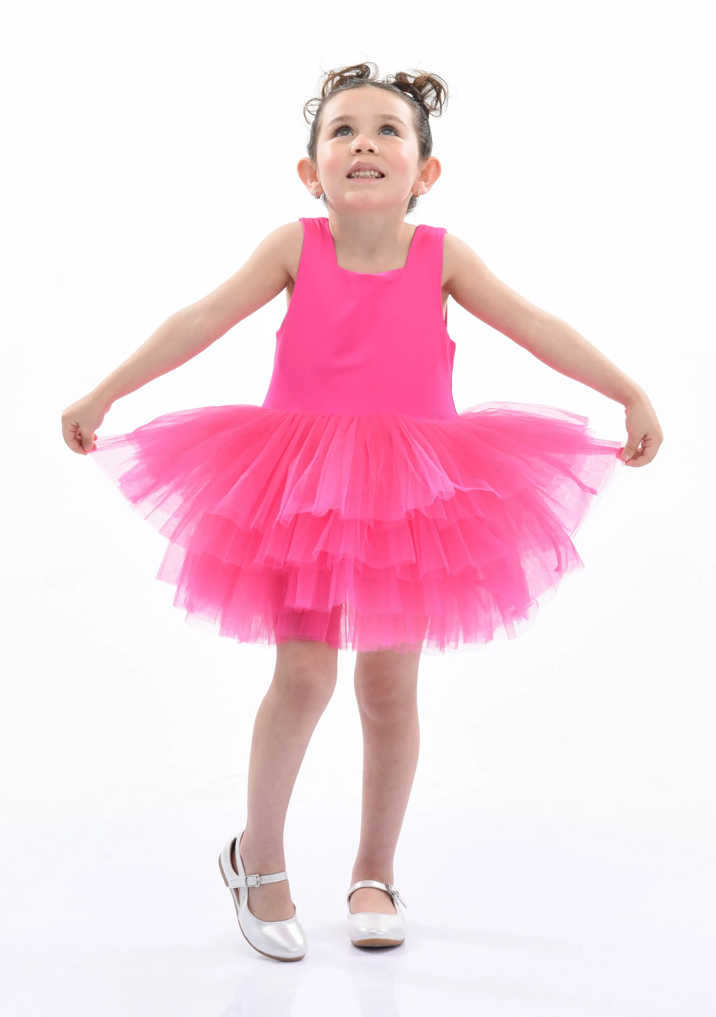 Pink Rouge Solid Tutu Dress