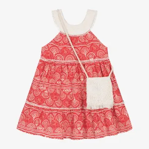 Red Guipure Print Dress & Handbag