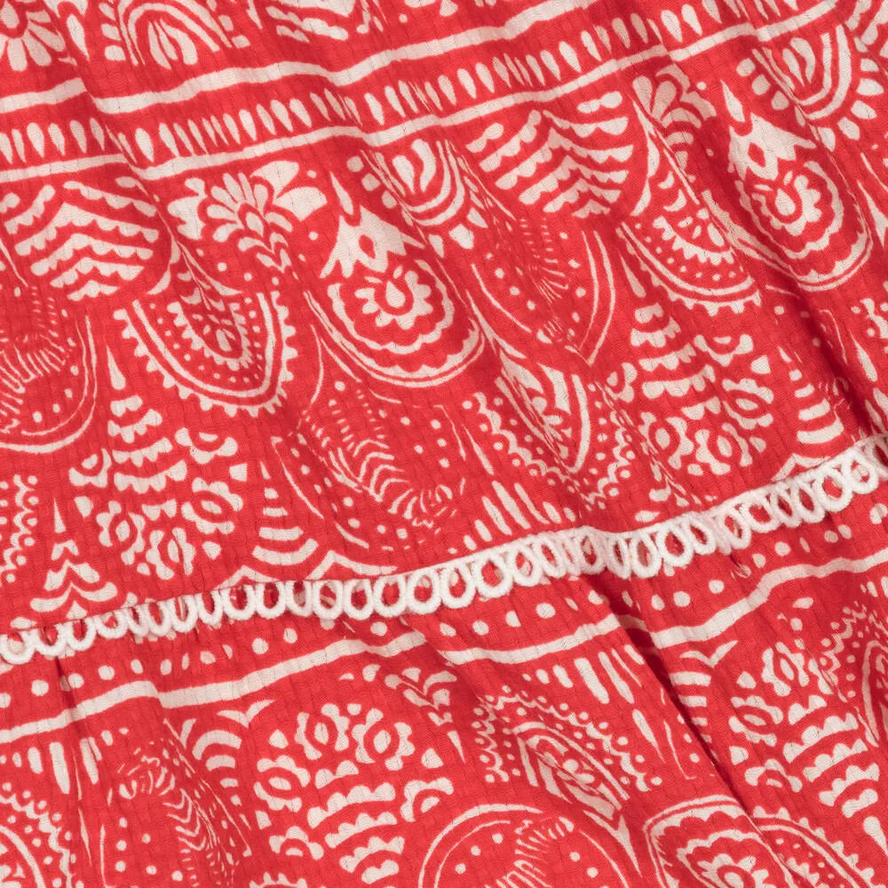 Red Guipure Print Dress & Handbag