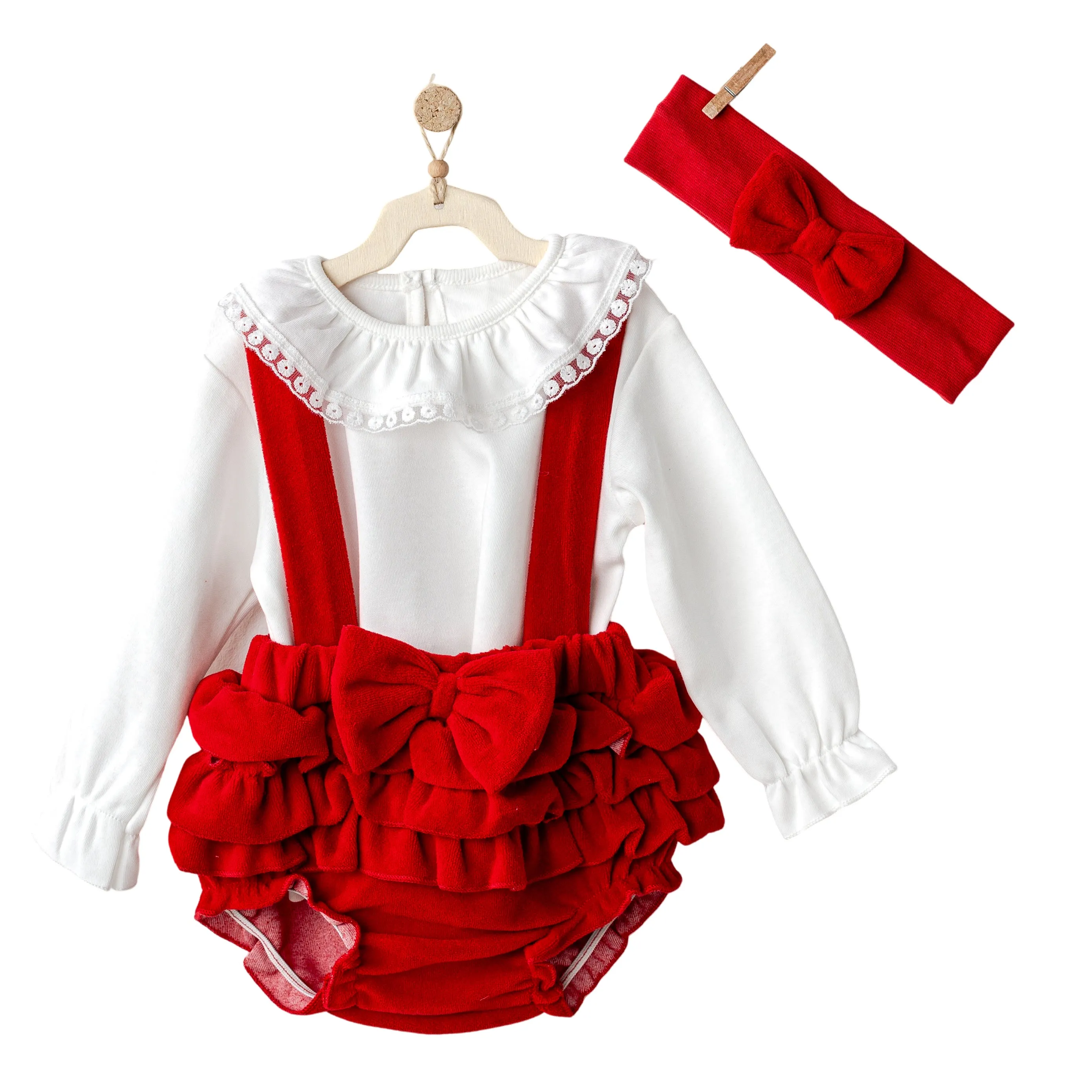 Red Holiday Ruffle Outfit & Headband