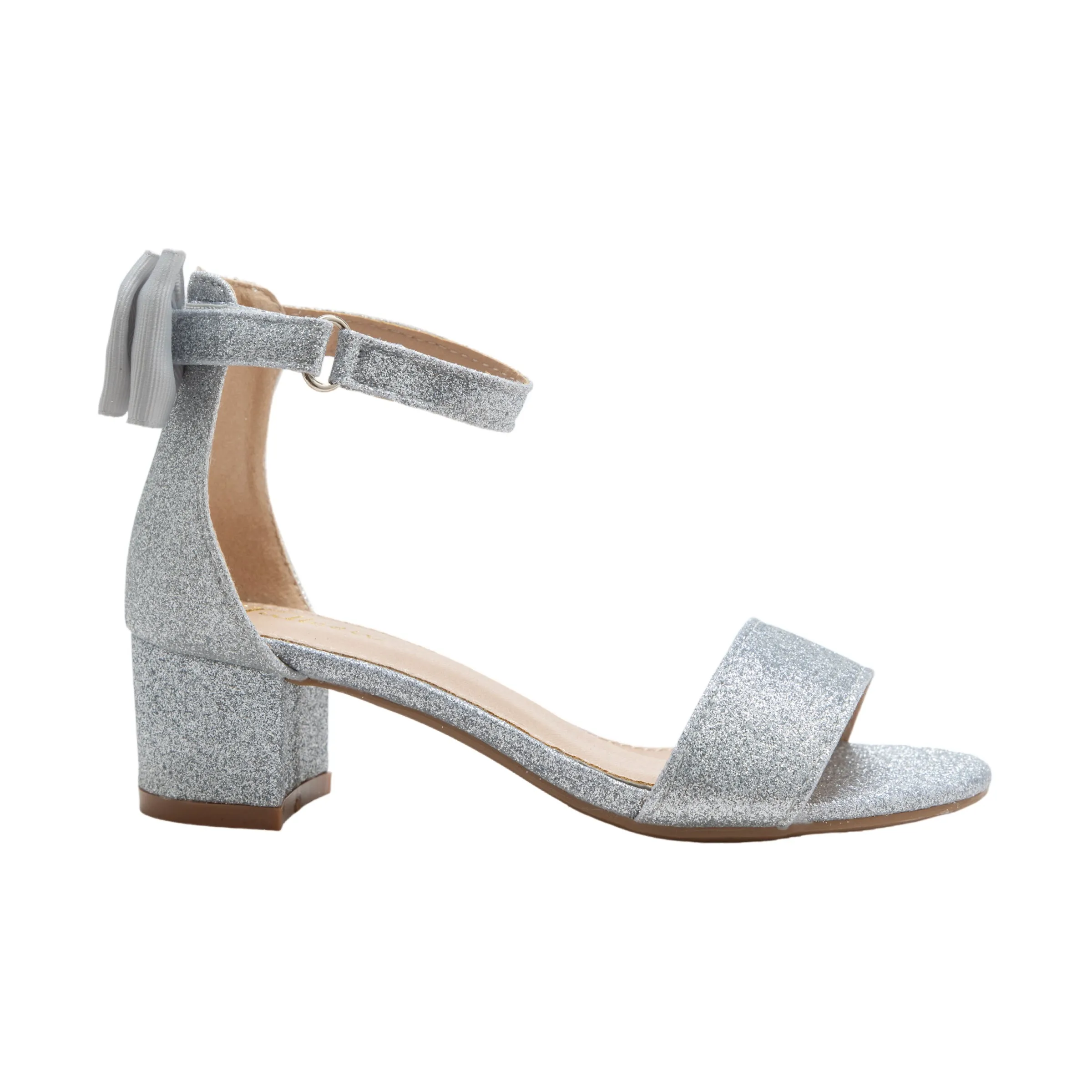 Silver Glitter Banded Block Heels