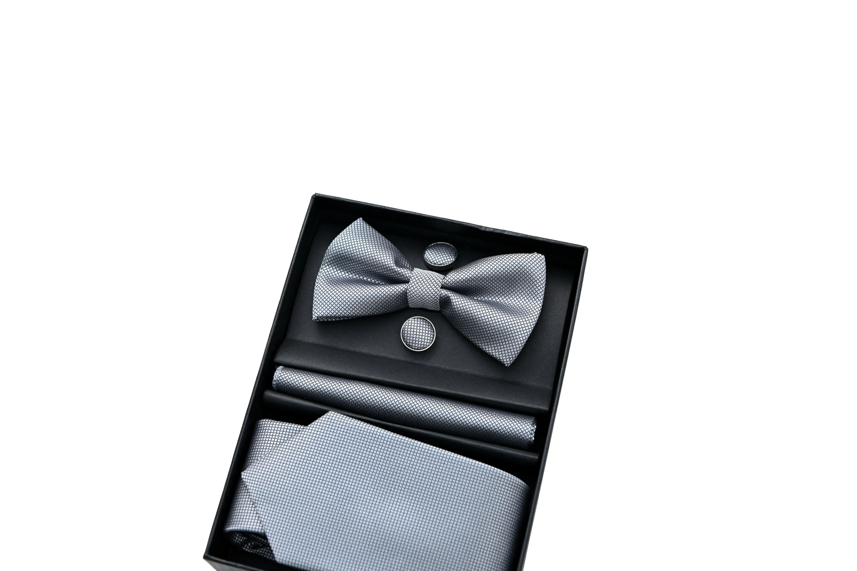 Silver Texture Tie Set