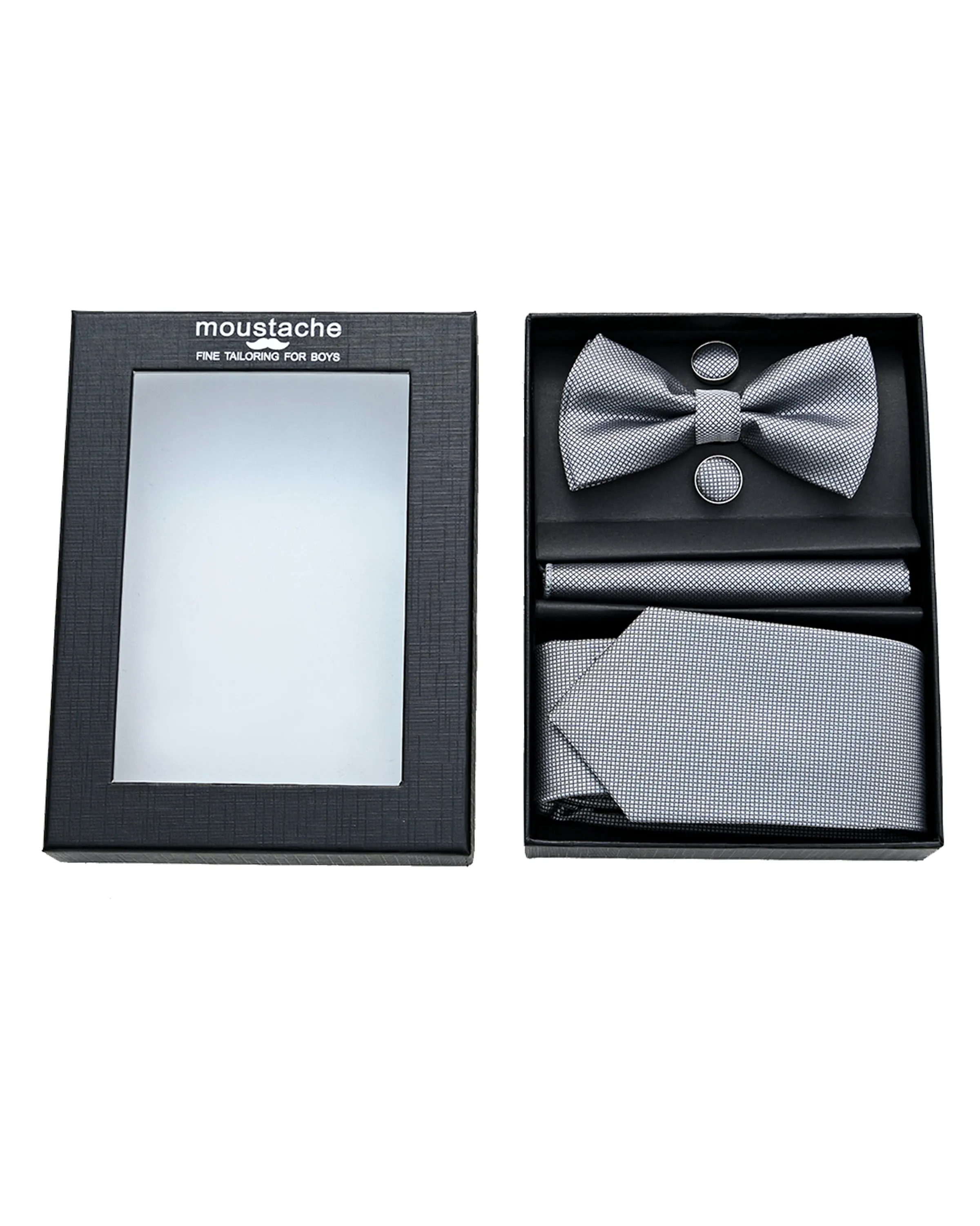 Silver Texture Tie Set