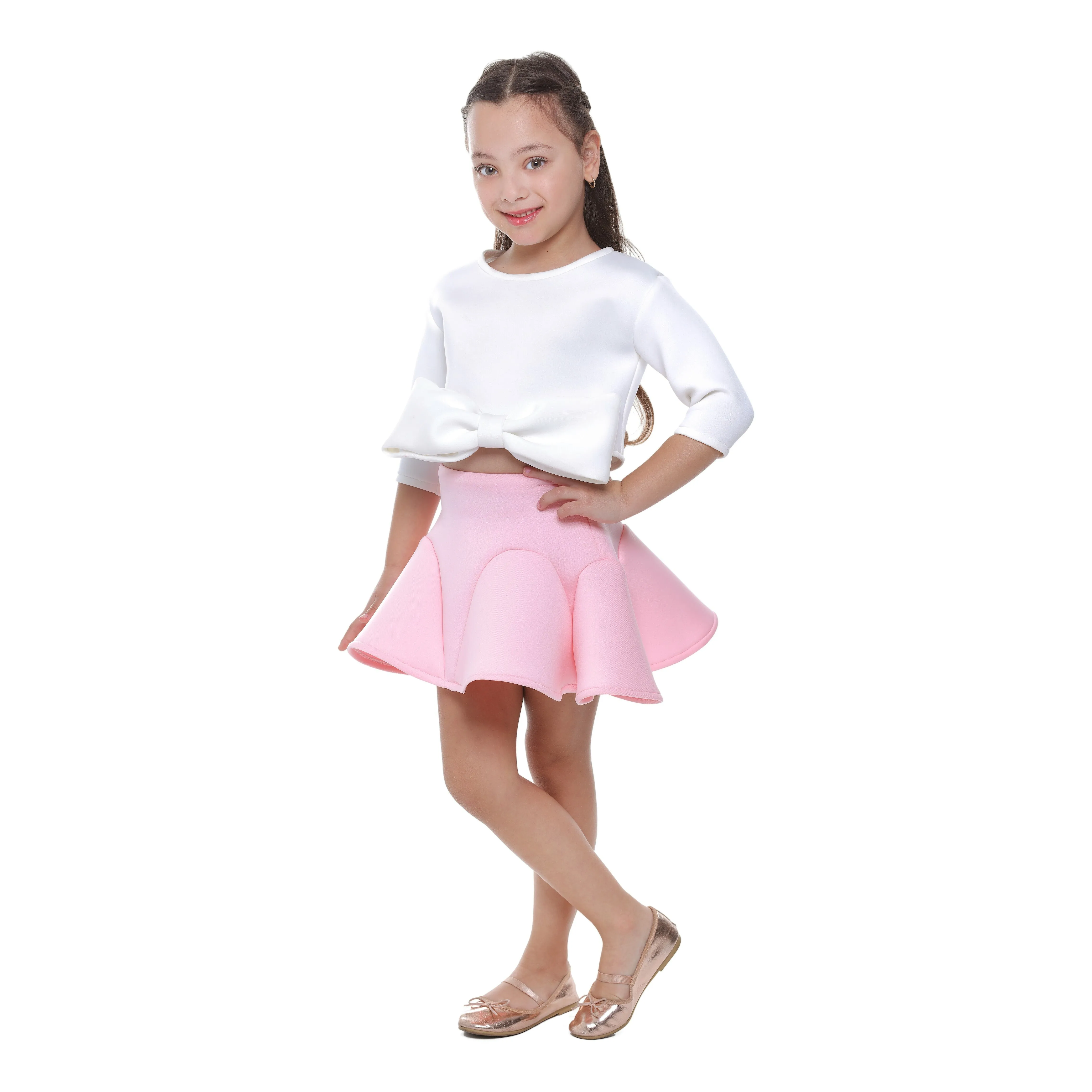 White Jessica Bow Applique Outfit