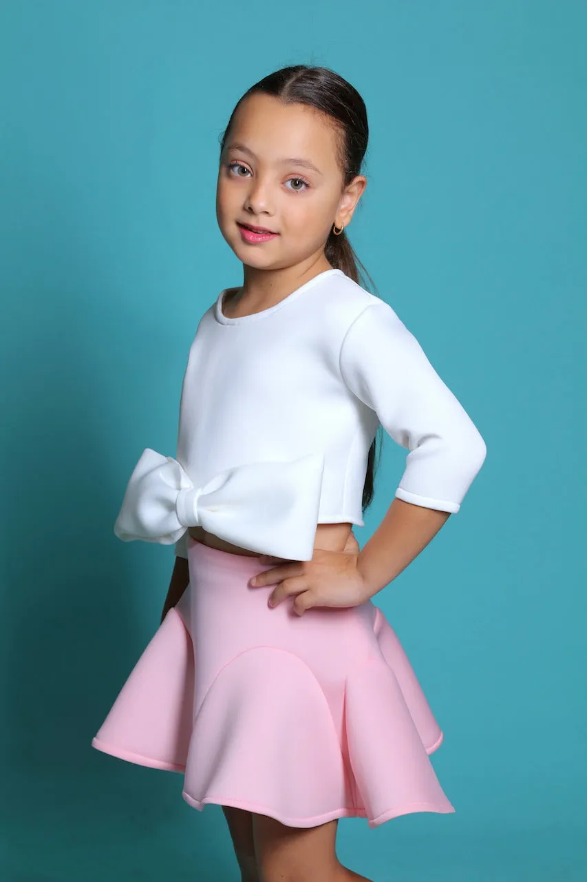 White Jessica Bow Applique Outfit