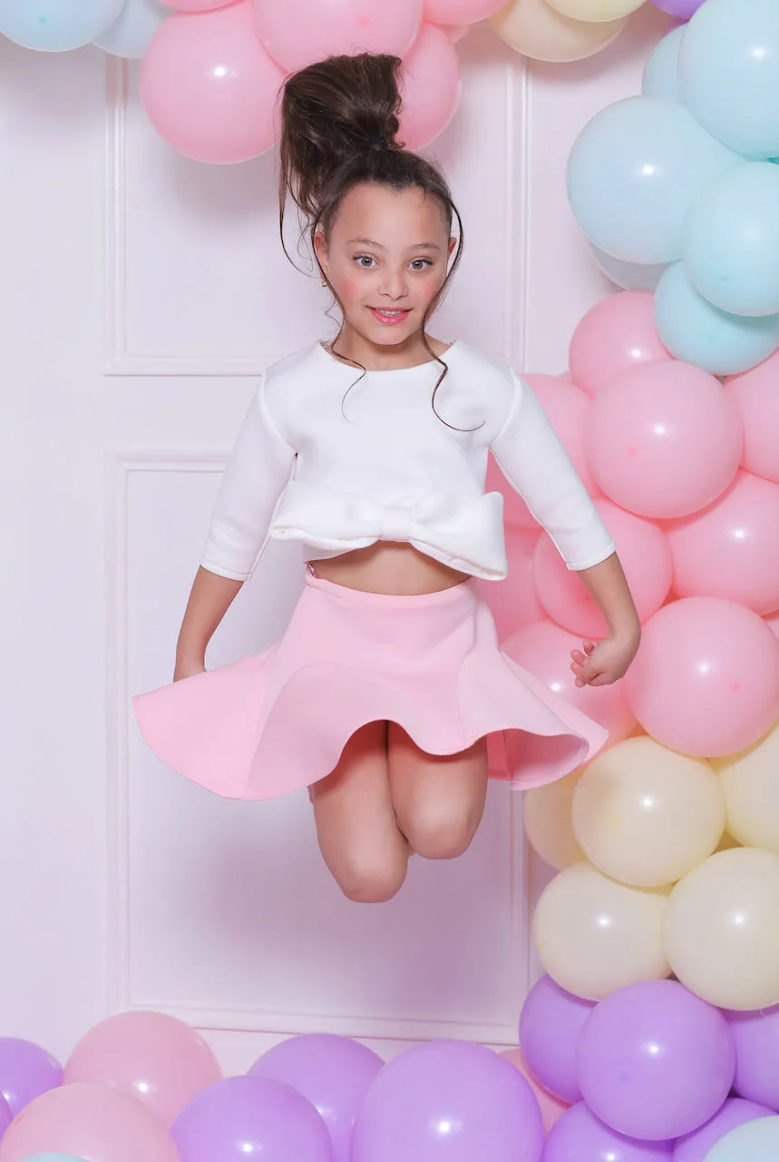 White Jessica Bow Applique Outfit