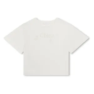 White Logo Embroidered T-Shirt