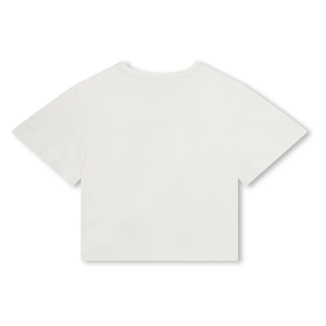 White Logo Embroidered T-Shirt