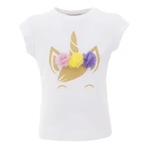 White Multicolor Tulle Unicorn T-Shirt