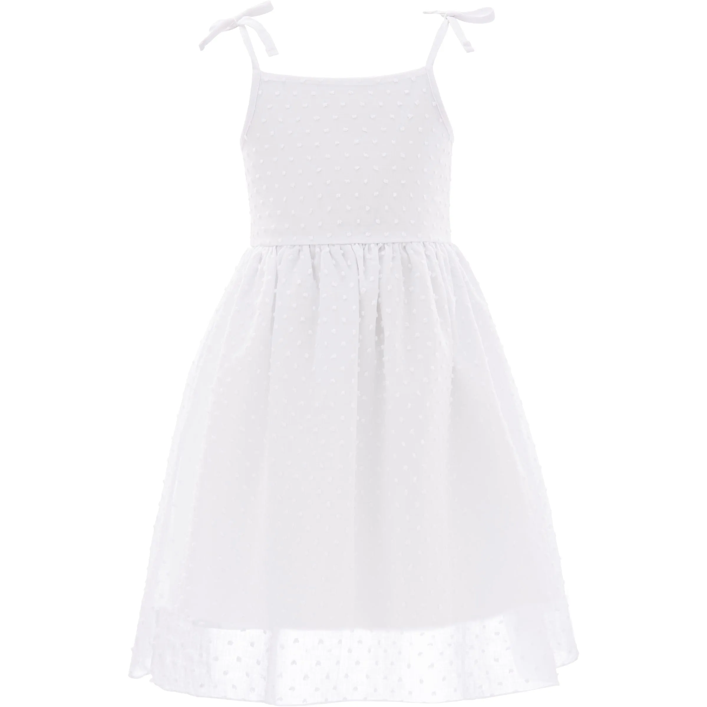 White Shoulder Tie Bow Dress