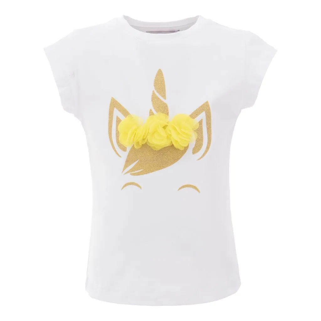 White Yellow Tulle Unicorn T-Shirt